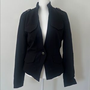 Black cropped military banded collar great w jeans